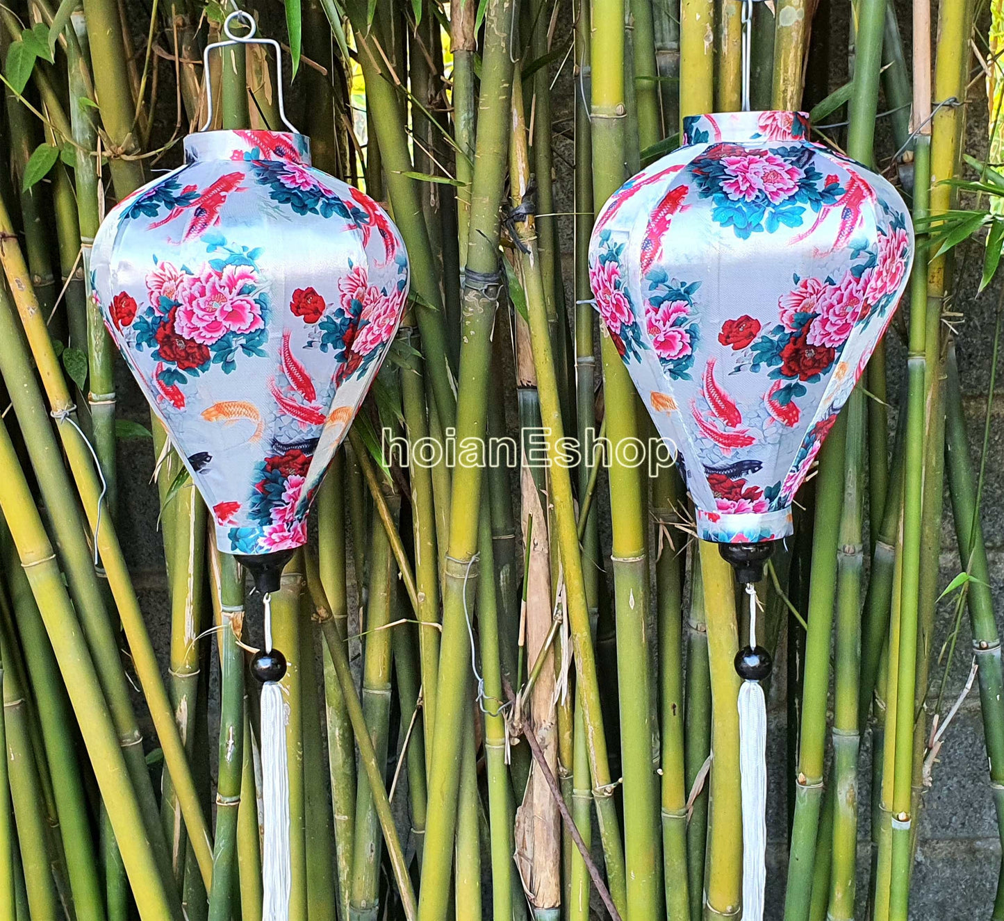 Set 2 Vietnam lanterns 35cm - New 3D flower fabric - Wedding lanterns - Restaurant lanterns - Buyer choose shape and color