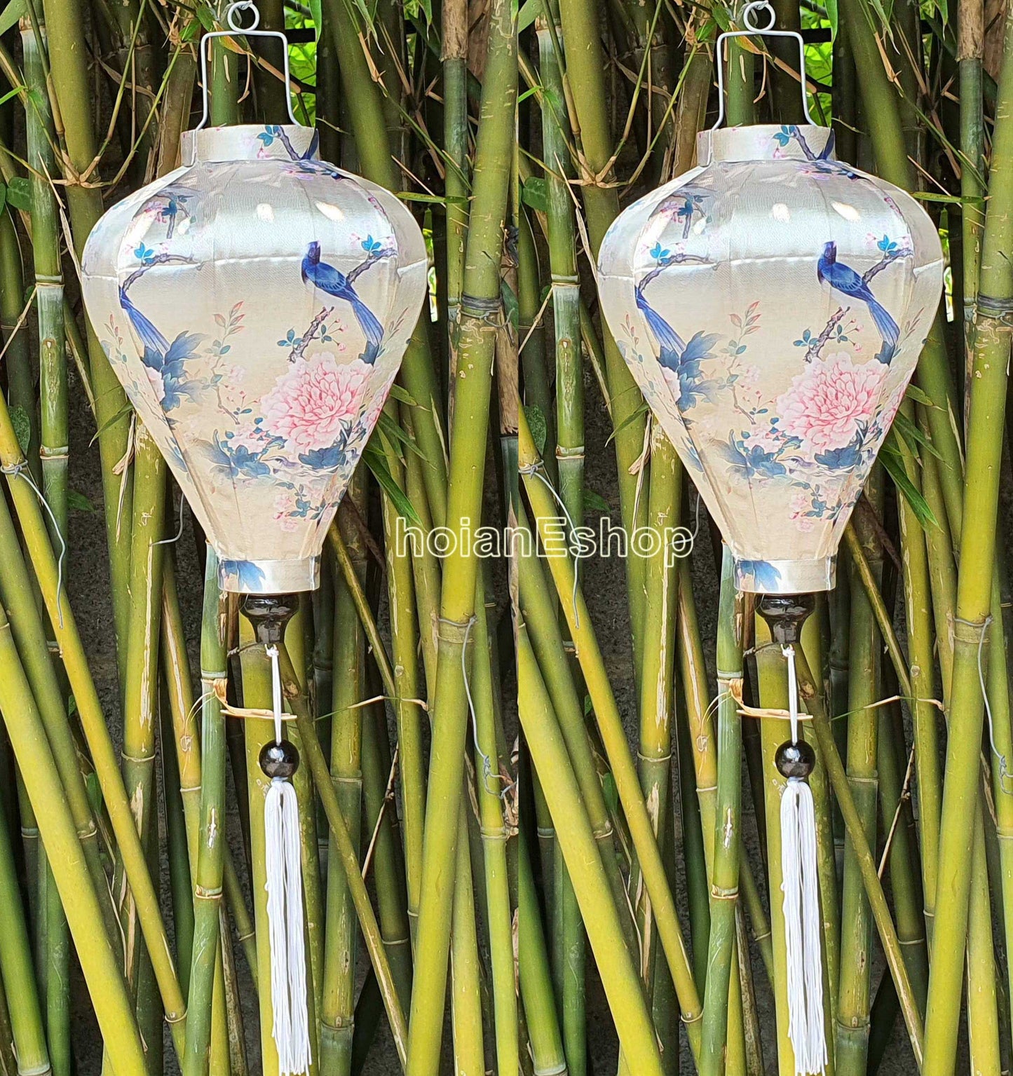 Set 2 Vietnam lanterns 35cm - New 3D flower fabric - Wedding lanterns - Restaurant lanterns - Buyer choose shape and color