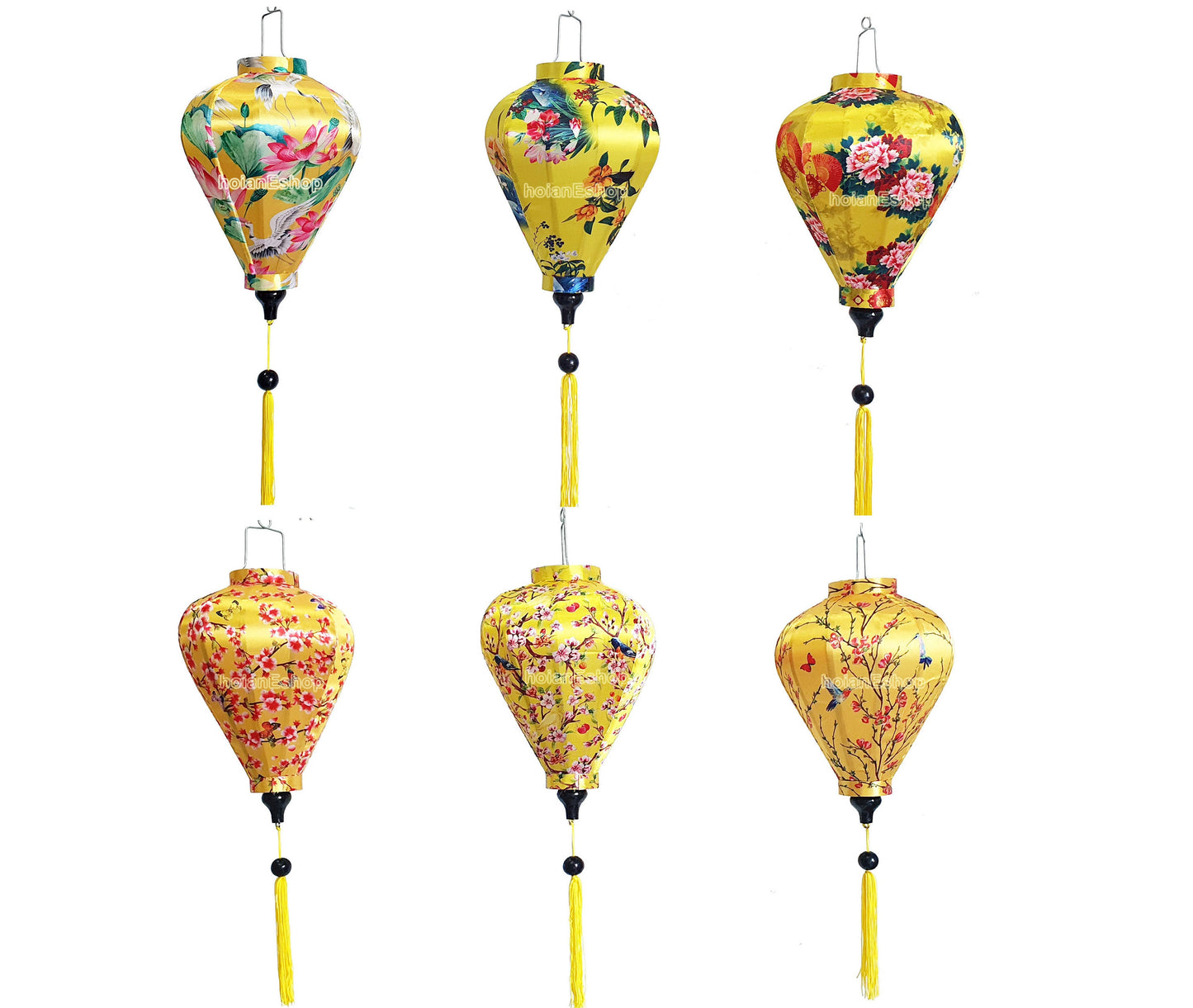 Set 6 pcs Vietnam silk lanterns for Christmas decorations New Year decorations Vietnamese traditional wedding - wholesale silk lanterns