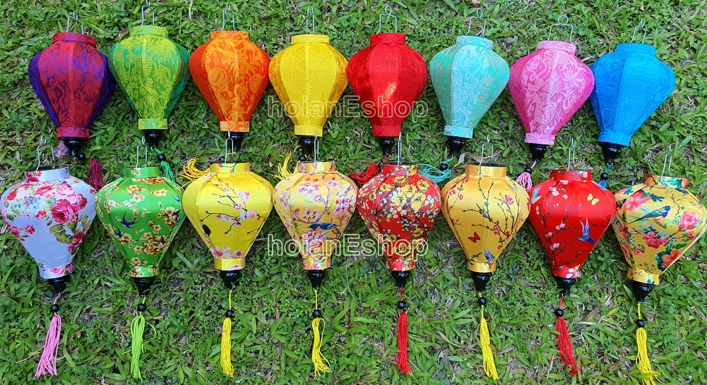Set 16 pcs Flower Silk Lanterns 22cm for Festival Autumn mid-autumn festival -Wedding decor Restaurant decor- Vietnam silk lanterns for sale
