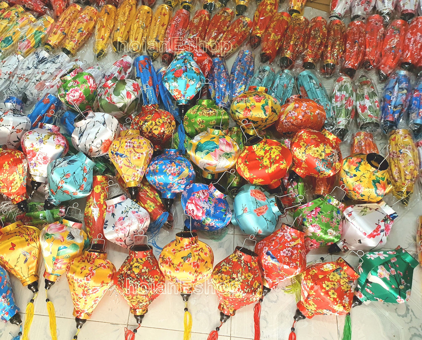 Set 60 pcs Vietnam Silk Lanterns 22cm for Mid-autumn Festival - Flower Lanterns for Wedding Party decor Restaurant decor Wholesale lanterns