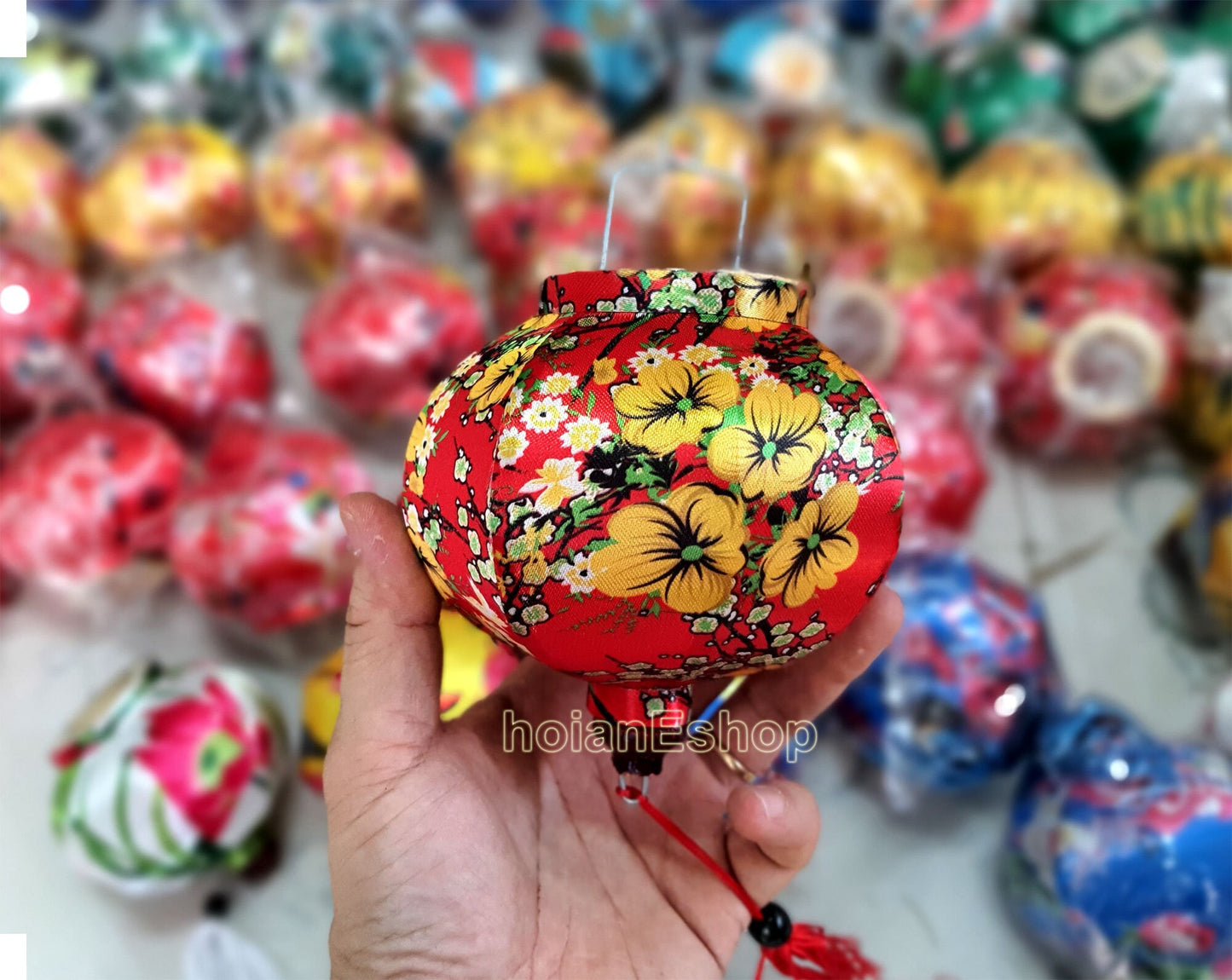 Set 100 pcs Vietnam Silk Lanterns 10cm for Moon festival, Christmas decorations Mini lanterns decorate the outdoor garden