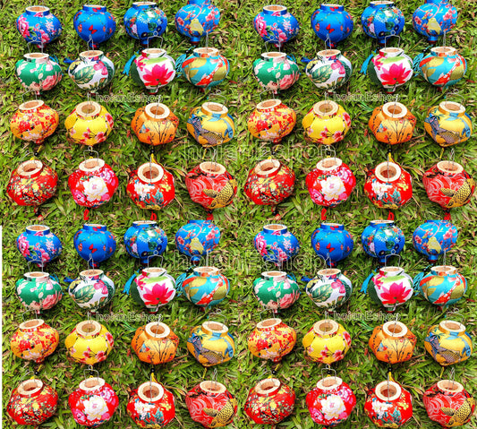 Set 100 pcs Vietnam Silk Lanterns 10cm for Moon festival, Christmas decorations Mini lanterns decorate the outdoor garden