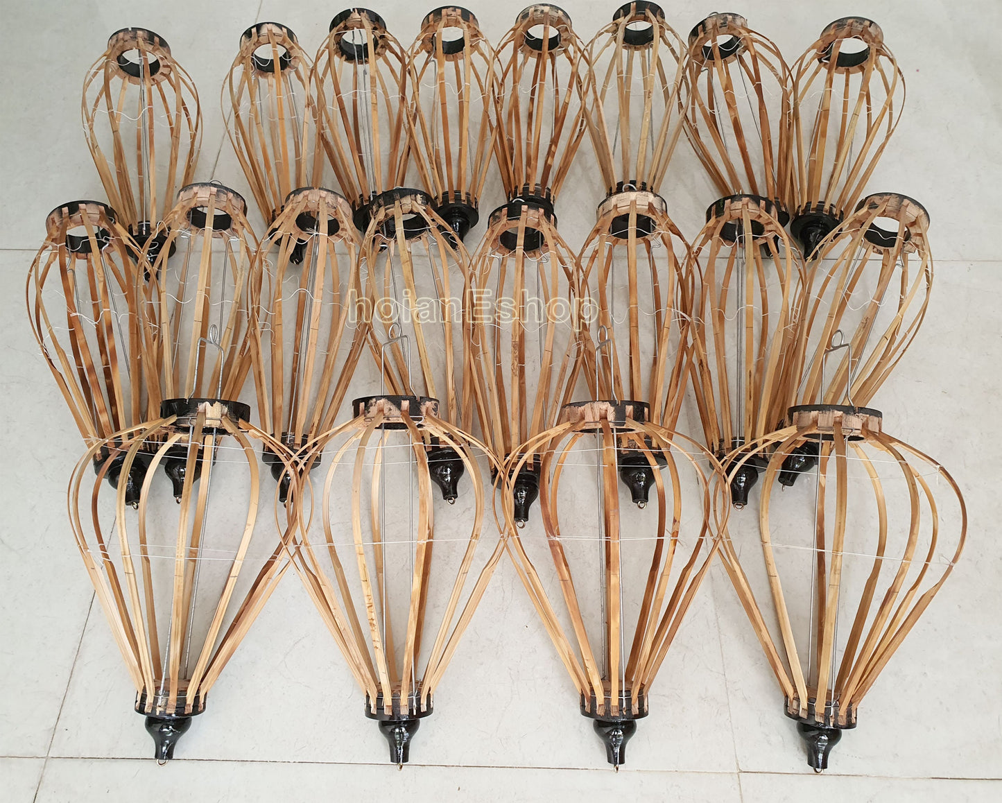 Set of 20 Hoi An lantern accessories for lantern making class - Lantern kit - Customize shape and colors (including bamboo frame, precut fabric, tassel)