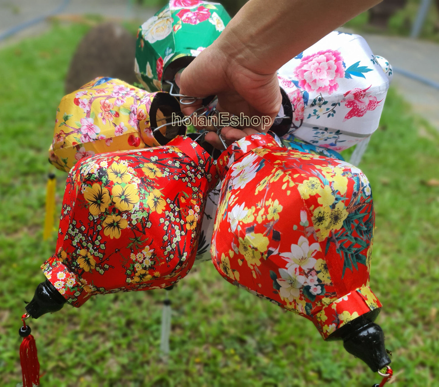 Set 8 Diamond silk lanterns 22cm for Wedding garden decor Lanterns for wedding decor Lanterns for Living room decor