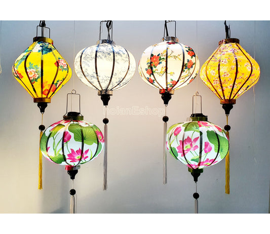 Set 6 pcs Vietnam silk lanterns for Christmas decorations New Year decorations Vietnamese traditional wedding - wholesale silk lanterns
