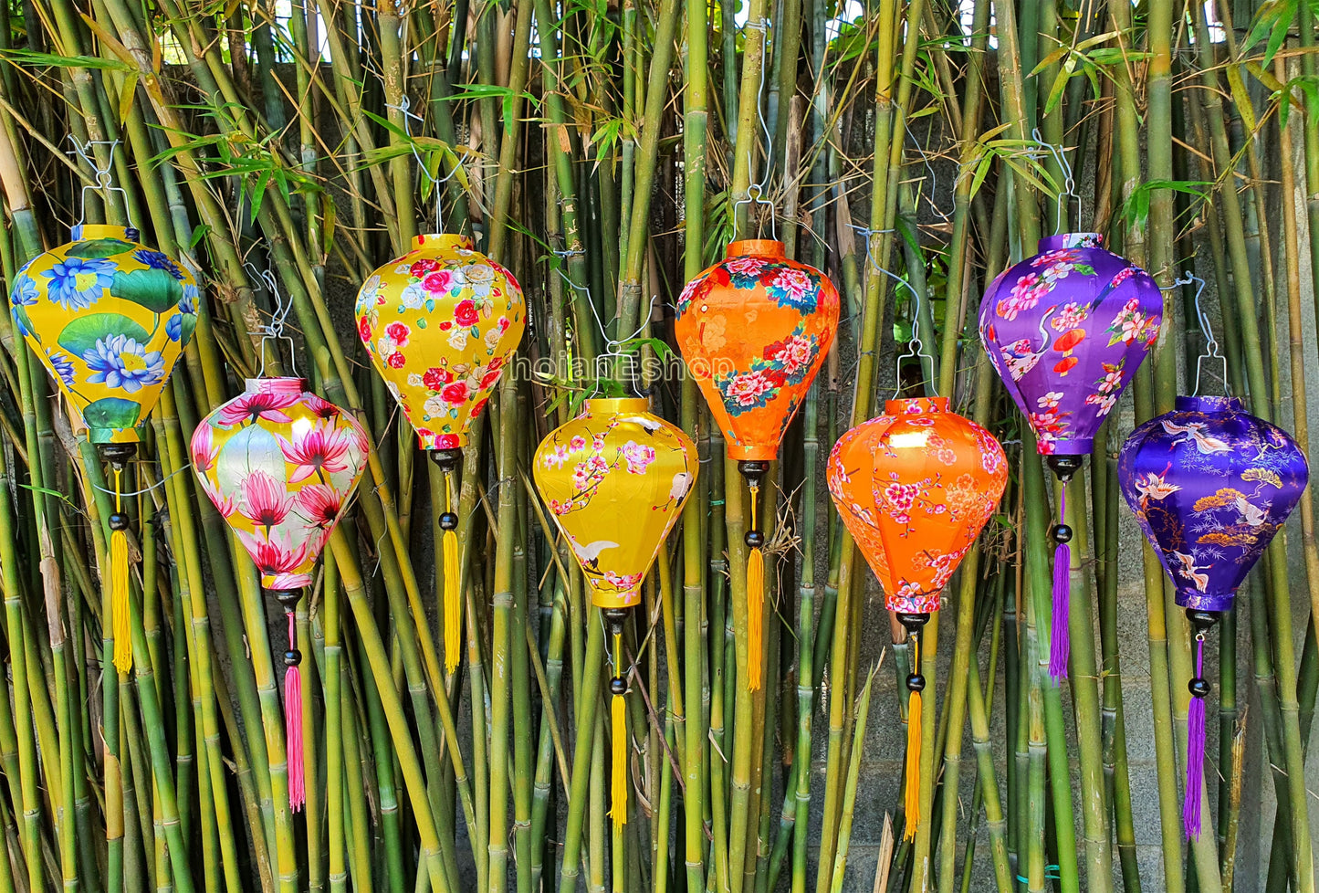 Set 8 pcs hoi an silk lanterns 35cm for wedding decoration - garden decor - New Year Decor - TET Decor - wholesale silk lanterns