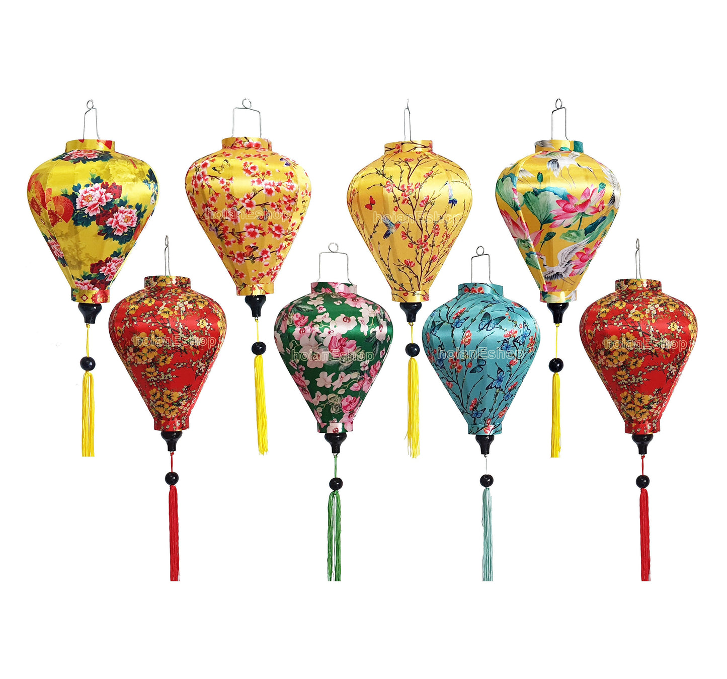 Set 8 pcs hoi an silk lanterns 35cm for wedding decoration - garden decor - New Year Decor - TET Decor - wholesale silk lanterns