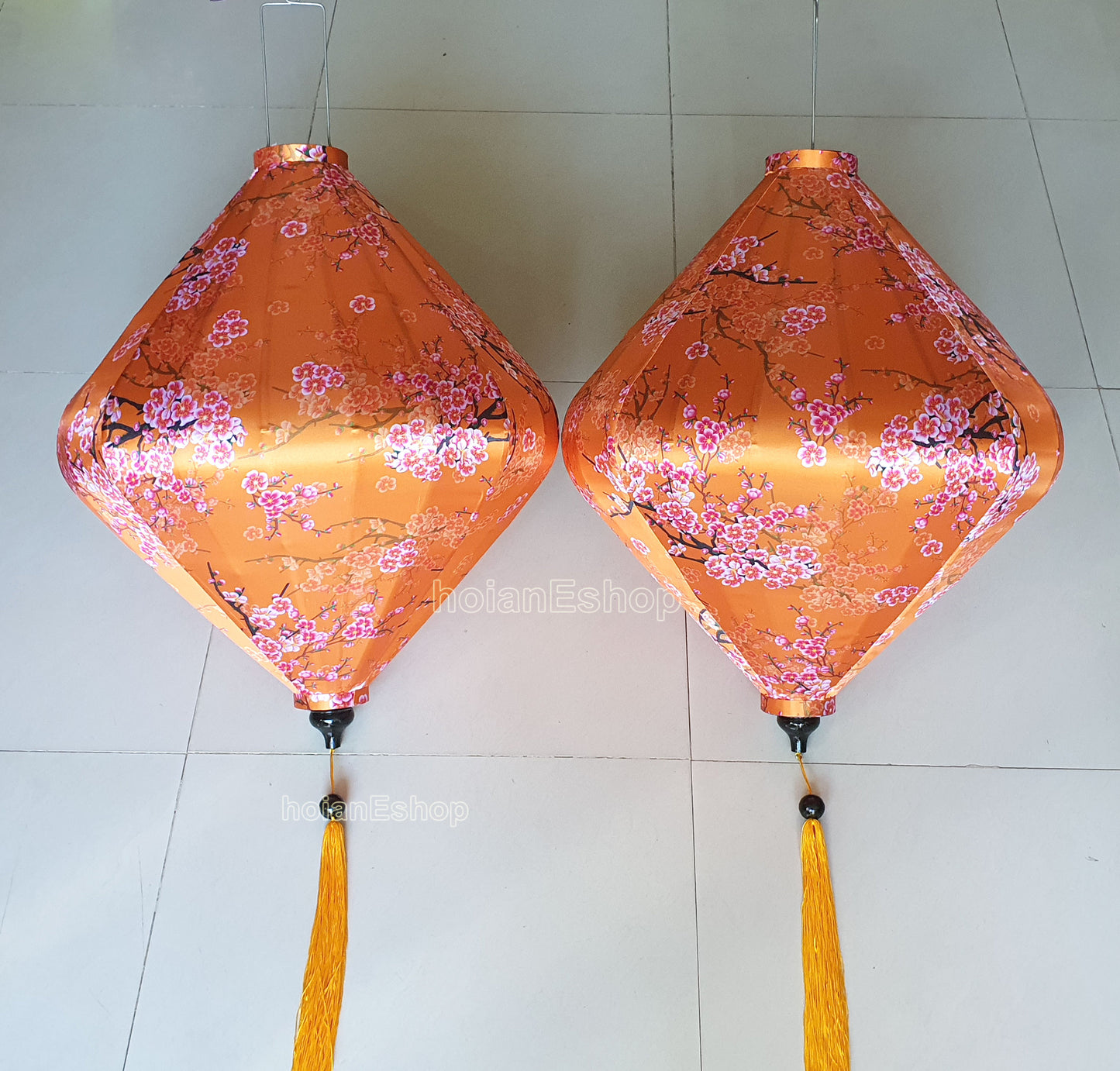 Set 2 Vietnamese Big Silk Lanterns for Wedding Tents Decoration - Big latnerns for Restaurant decor - Large lanterns for Ceiling Decoration