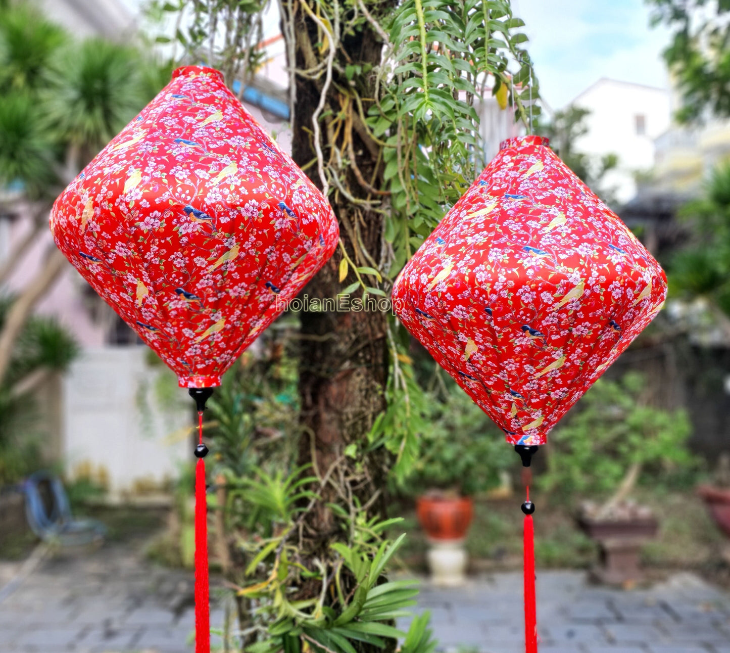 Set 2 pcs of Vietnam Silk Lanterns 90cm for Wedding Tents Decoration - Big latnerns for Restaurant decor - Large lanterns for Ceiling