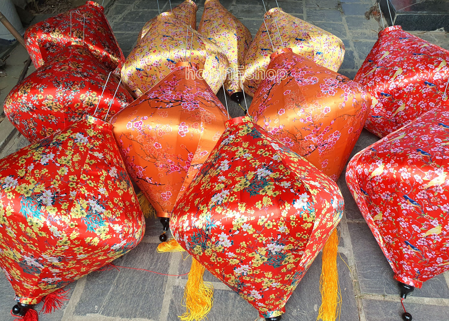 2 Vietnamese Hoi An Silk Lanterns for Wedding Party Decoration - Big lanterns for Restaurant decor - Large lanterns for Ceiling Decoration