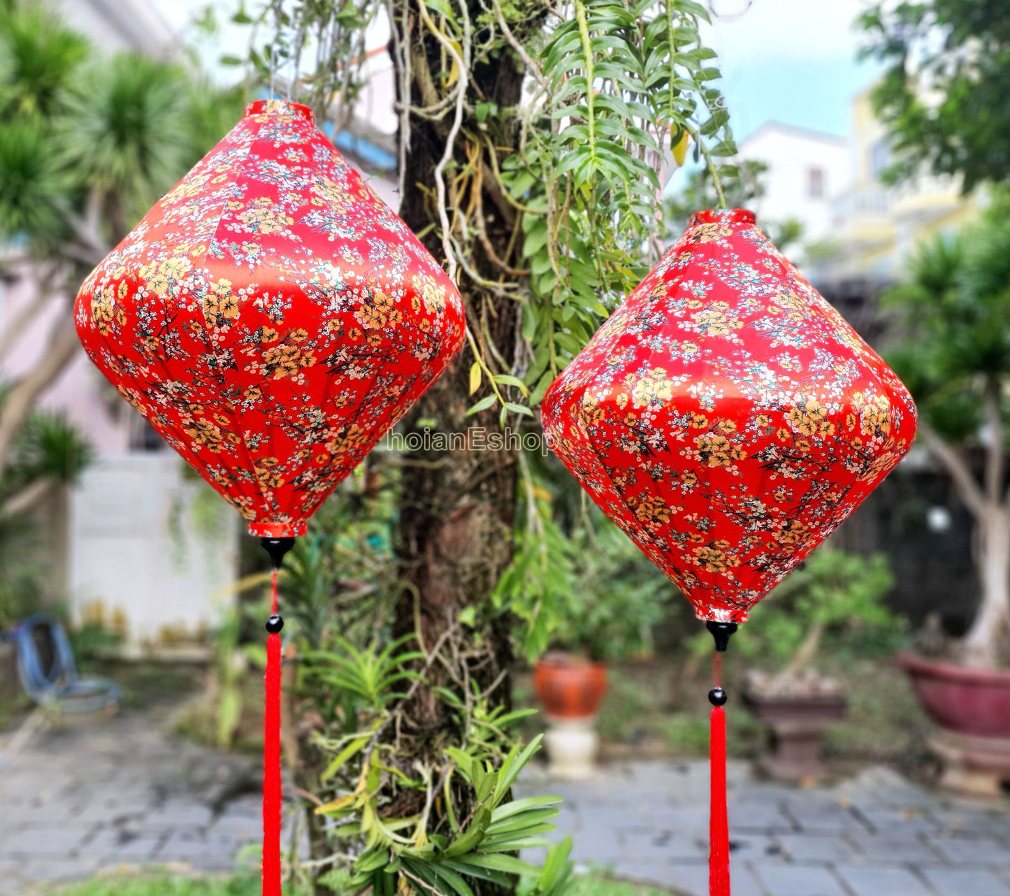 Set 2 pcs of Vietnam Silk Lanterns 90cm for Wedding Tents Decoration - Big latnerns for Restaurant decor - Large lanterns for Ceiling