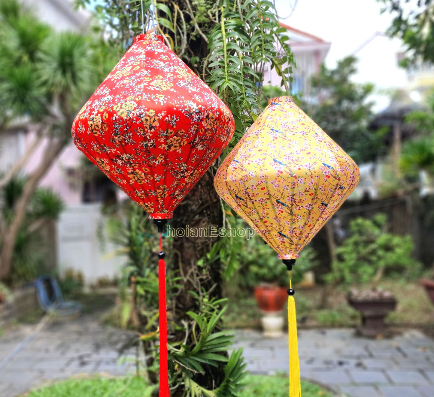 Set 2 pcs of Vietnam Silk Lanterns 90cm for Wedding Tents Decoration - Big latnerns for Restaurant decor - Large lanterns for Ceiling