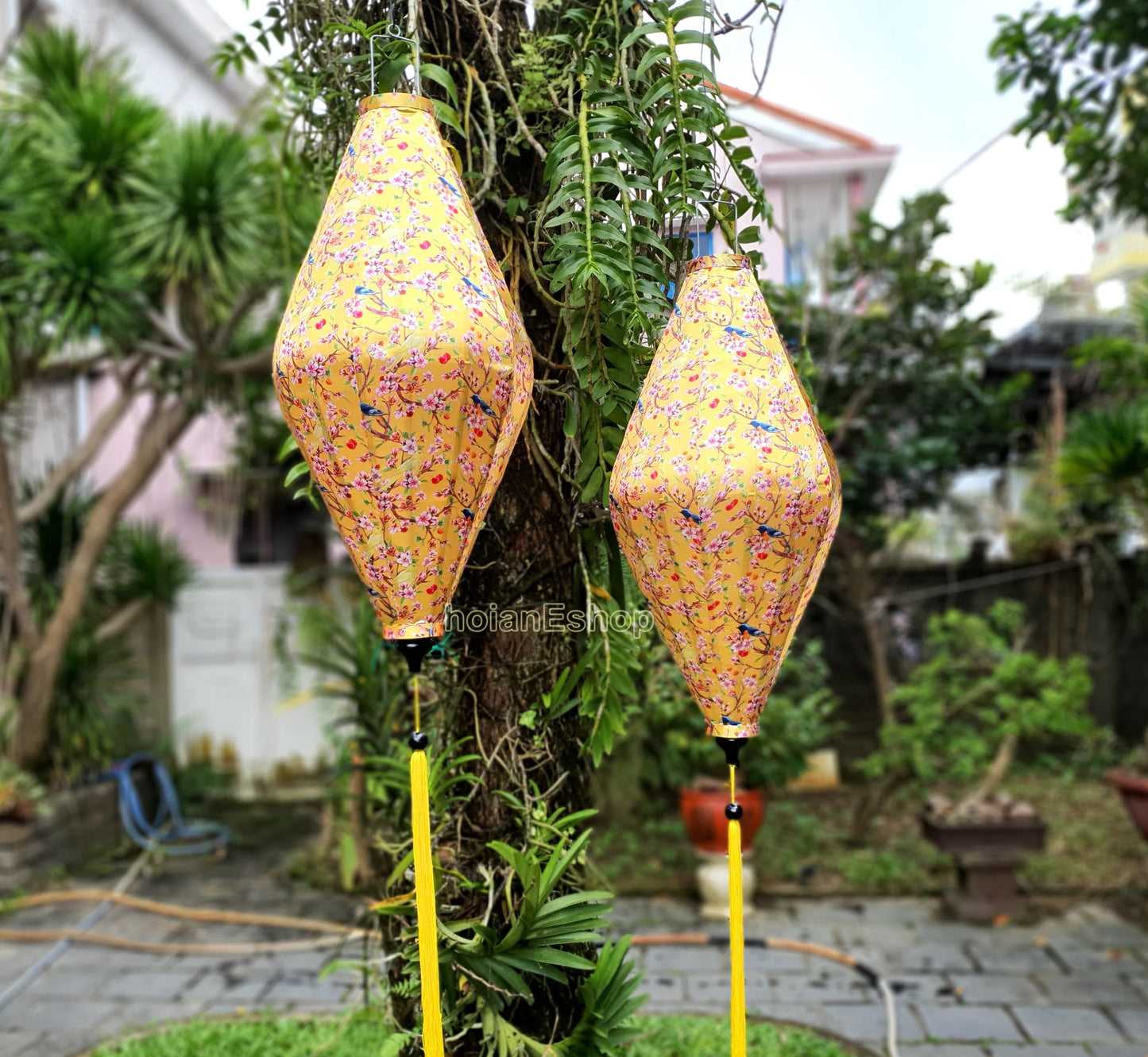 2 Vietnamese Hoi An Silk Lanterns for Wedding Party Decoration - Big lanterns for Restaurant decor - Large lanterns for Ceiling Decoration