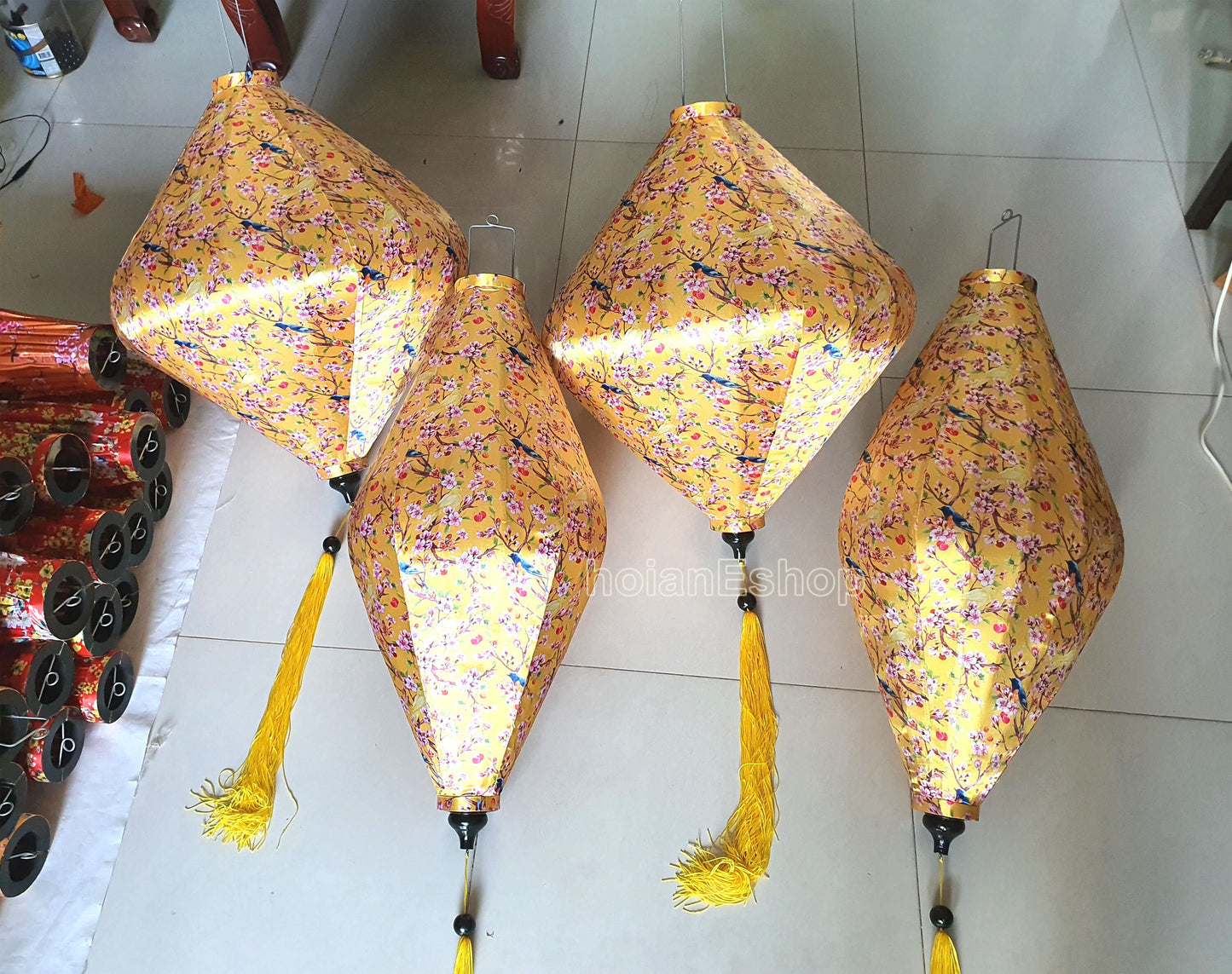 2 Vietnamese Hoi An Silk Lanterns for Wedding Party Decoration - Big lanterns for Restaurant decor - Large lanterns for Ceiling Decoration
