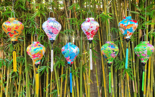 Set 8  Vietnamese Hoi An Silk Lanterns 22cm for Home Decor Restaurant Decor Wedding Decor
