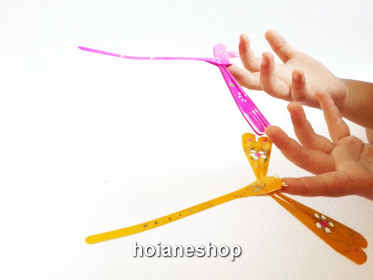 Set 10 pcs Painted Self Balancing Bamboo Dragonfly Decoration 4.7'' for Wedding Decor- Home decor, gifts for him, gifts for mom