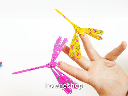 Set 50 pcs Painted Self Balancing Bamboo Dragonfly Decoration 2.7'' for Wedding Decoration, wedding gifts, gifts for mom, gifts for baby