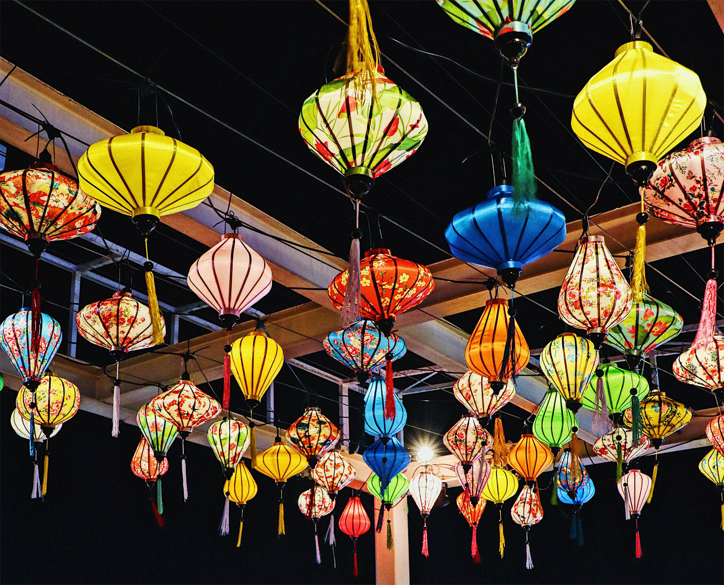 Set of 50 Hoi An silk lanterns 40 cm for Christmas Decorating, Garden decoration - Wedding decoration, lamp for restaurant decor