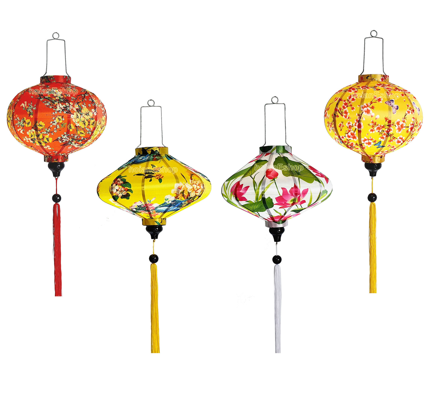 Set 4 silk lanterns for wedding party decor - garden decor - Lantern for patio hanging - Lunar New Year decorations - Christmas decor