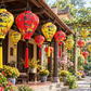 Set of 50 Vietnamese Lanterns with Yellow Apricot Blossom Prints and “Happy New Year” - Lunar New Year Decorations