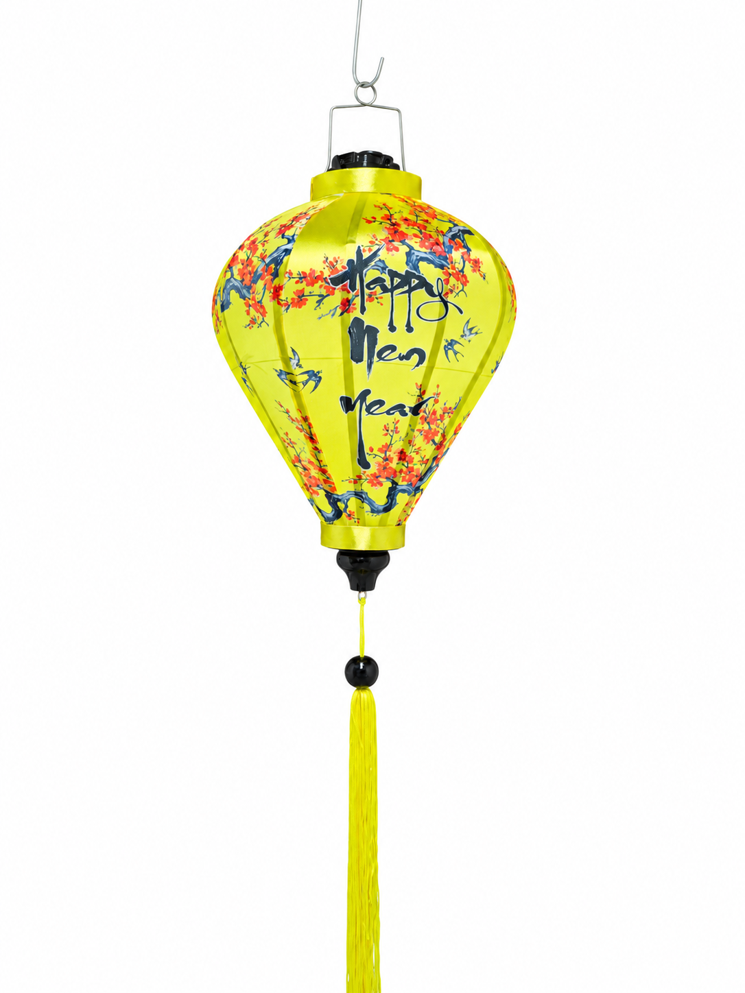 Set of 50 Vietnamese Lanterns with Yellow Apricot Blossom Prints and “Happy New Year” - Lunar New Year Decorations
