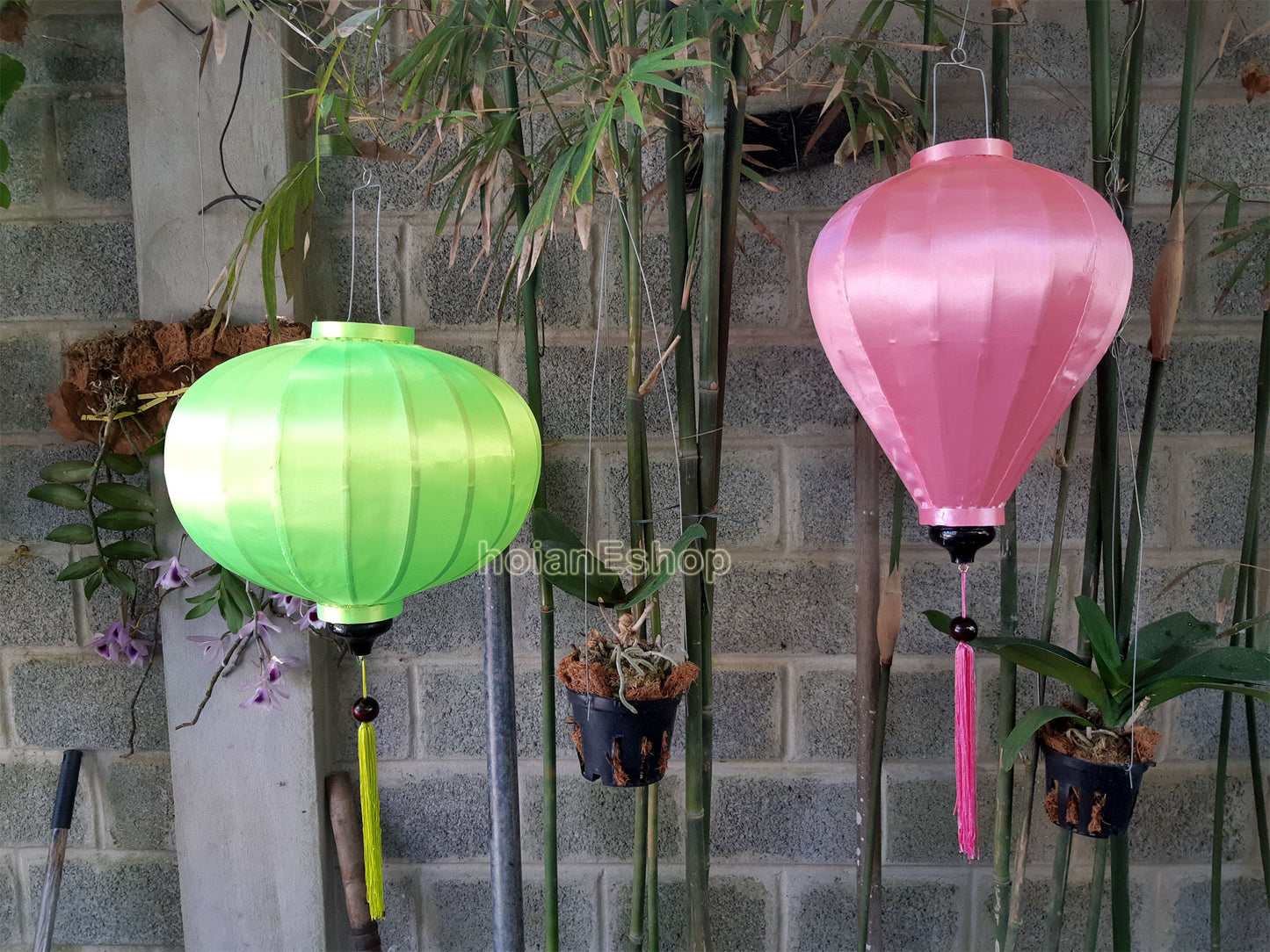 2 pcs Hoi An silk lanterns 22'' (55 cm) for outdoor events decorating