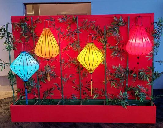 Set 4 Big Silk Lanterns for Wedding Events Decoration - 66cm Vietnamese Silk Lanterns for Wedding Decor - Outdoor Party Garden Decorations