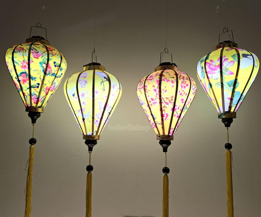 Set 4 Hoi An Silk Lanterns 35cm - Mix shape and color - Personalization lanterns - Restaurant lanterns - Wedding Party Decorations