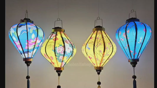 Set 4 Waterproof Silk Lanterns for Weddings, New Year Decorations, Christmas Tree decorations