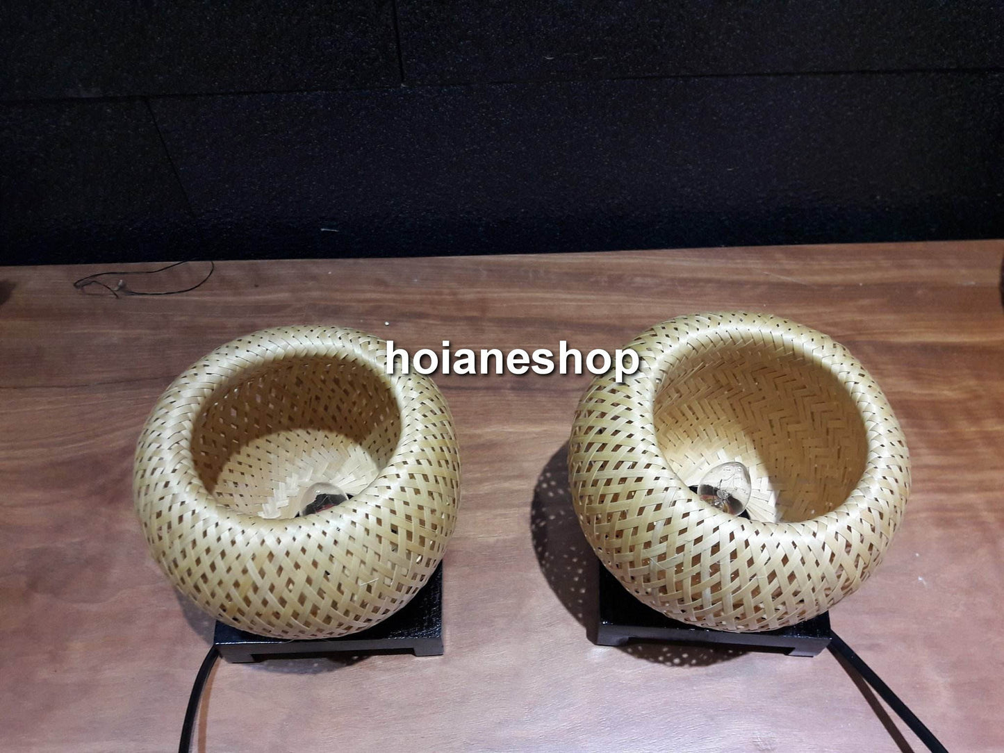 Set of 2 pcs bamboo bedside lamp for bedroom, living room, kitchen room, interior decoration