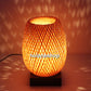 Handmade bamboo bedside lamp (20cm) with light bulb and dimmer for bedroom , living room