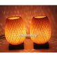 Set of 2 pcs bamboo bedside lamp (20cm) with light bulb and dimmer for home decor - wedding decoration