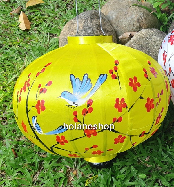 Set of 2 pcs of handpainted vietnam silk lanterns  22'' (55cm) for garden decor Lanterns for wedding decor Lanterns decor tent Party decor