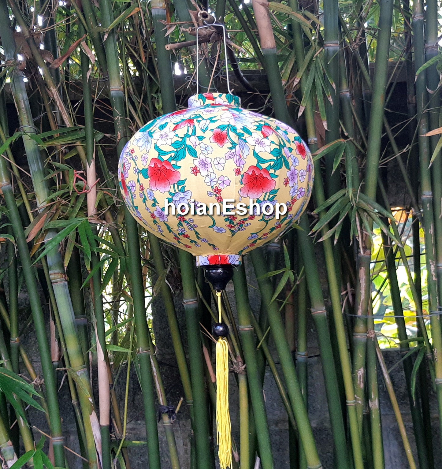 Lot of 20 pcs Hoi An silk lanterns 40cm with flower printing on fabric - silk lanterns for wedding decoration