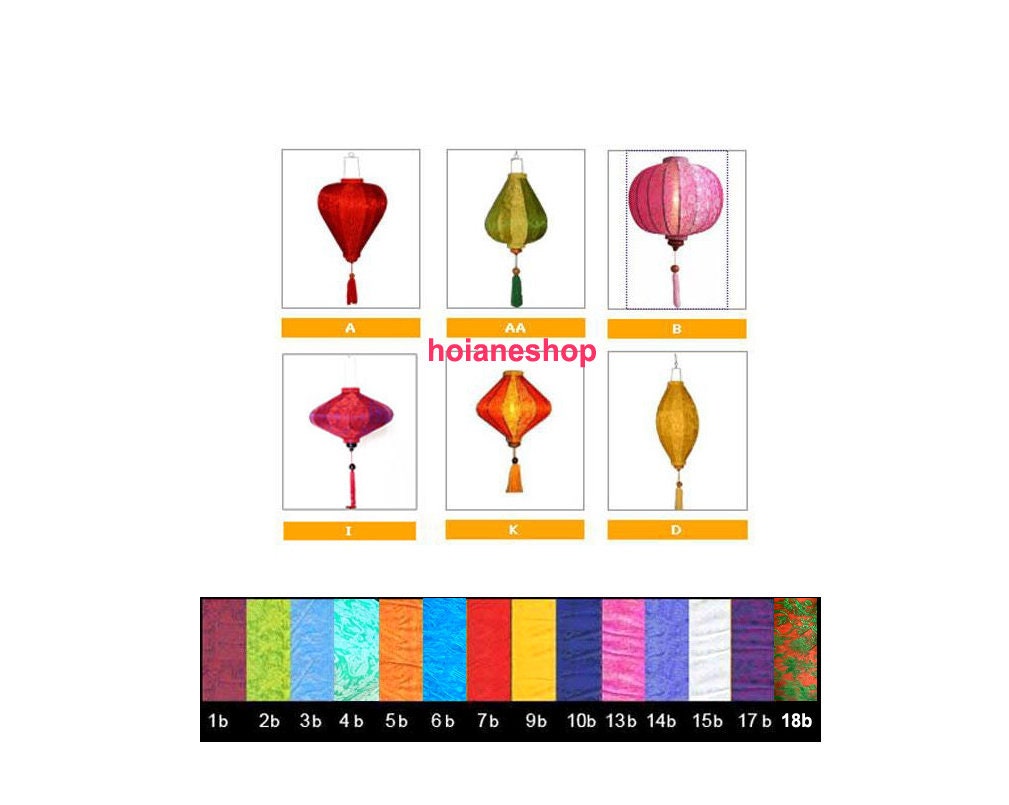 Set of 20pcs bamboo silk lanterns 35cm - Mix shapes and colors with flower fabric for wedding decor - Home decor - Lantern for wedding