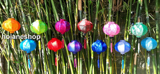 Set 12 pcs Vietnamese silk lanterns 22cm for wedding party decor Round lanterns for restaurant decor Garden decor Outdoor Yard decor