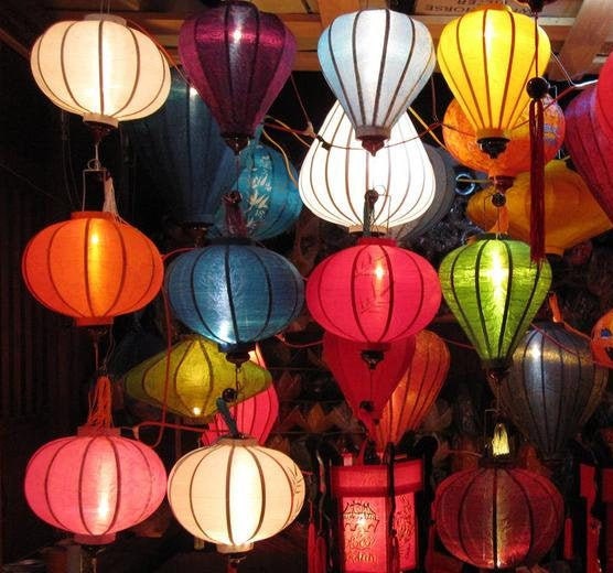 Set of 20 bamboo silk lanterns 35cm for Garden decor - Wedding decor - Christmas decor- Ceiling light for living room- hotel decor lantern