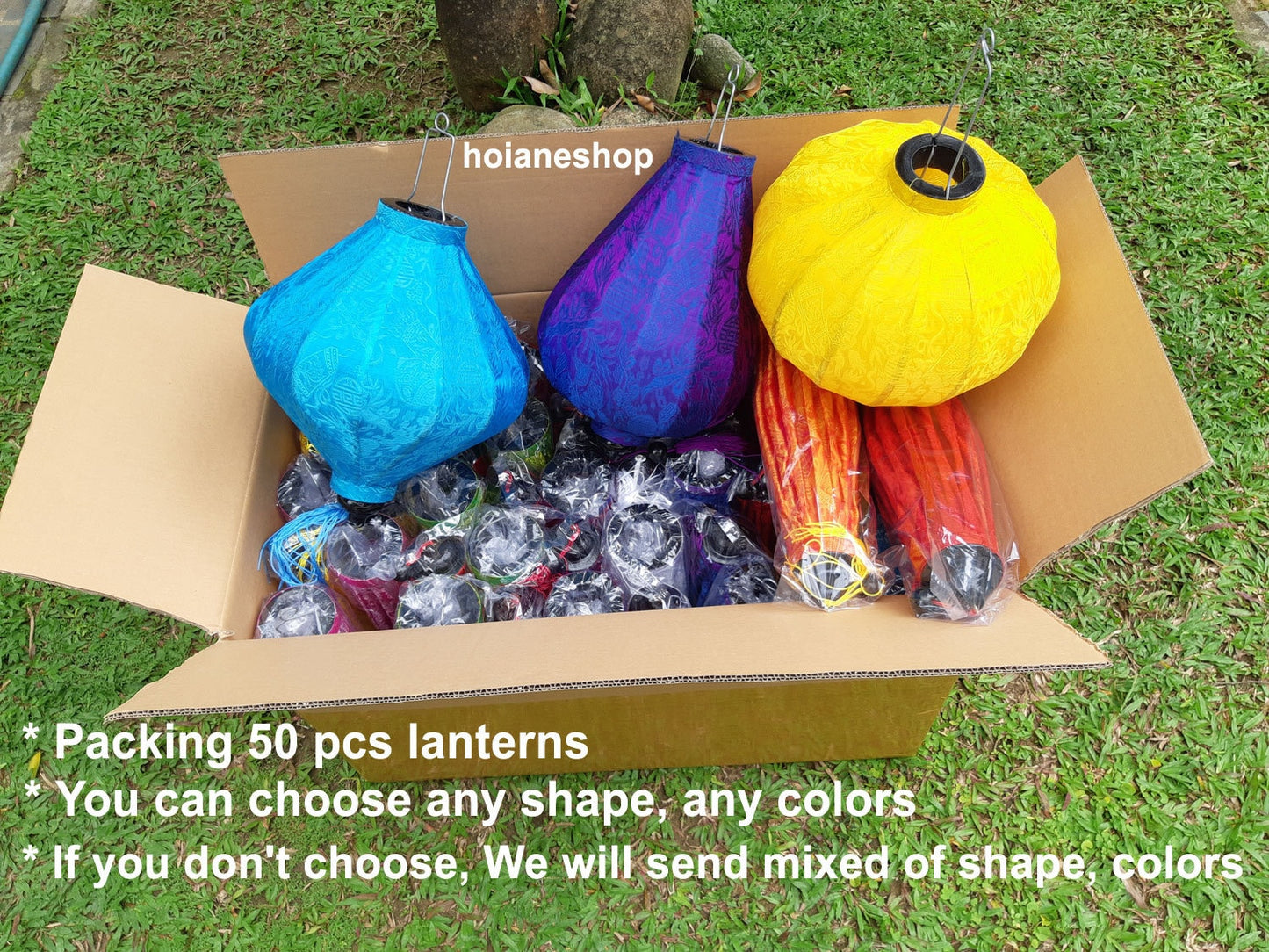 Set of 50 pcs Vietnamese Hoi An silk lanterns 35 cm for events decoration, wedding decor, garden decor, tent decor, hotel restaurant decor