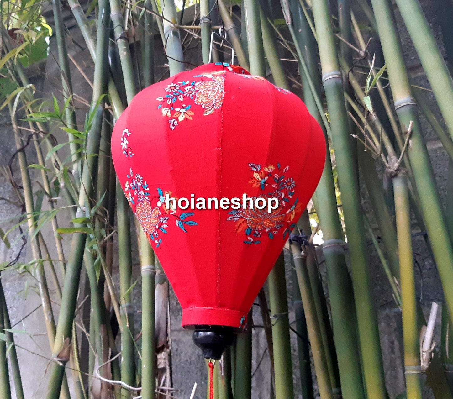 Set 16 pcs of 40cm Vietnam silk lanterns with flower printing on fabric - Hoi An lanterns for Wedding party decor Christmas tree decor