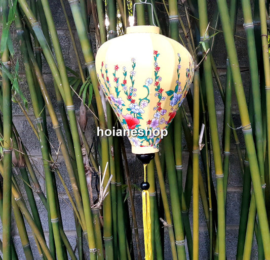 Set 4 pcs of 40cm Vietnam silk lanterns, Cherry blossom fabric Lanterns for wedding decor Garden Cinema Spa decor lanterns for Restaurant