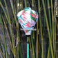 Set 4 pcs of 40cm Vietnamese bamboo lanterns with 3D flowers pattern fabric - Hoi An silk lanterns for garden decoration