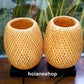 Set of 2 pcs bamboo bedside lamp (20cm) with light bulb and dimmer for home decor - wedding decoration