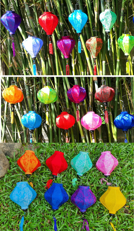Set 16 pieces of Vietnamese silk lanterns 22cm for Christmas decor Lanterns for Christmas tree decor Lamps for restaurant lobby decor