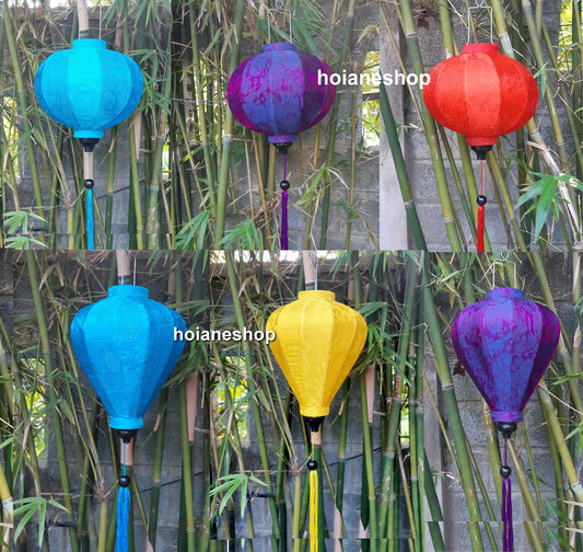 Set 6 pieces of 35cm Vietnamese silk lantern for wedding events decoration, Personalization lanterns with shapes and colors