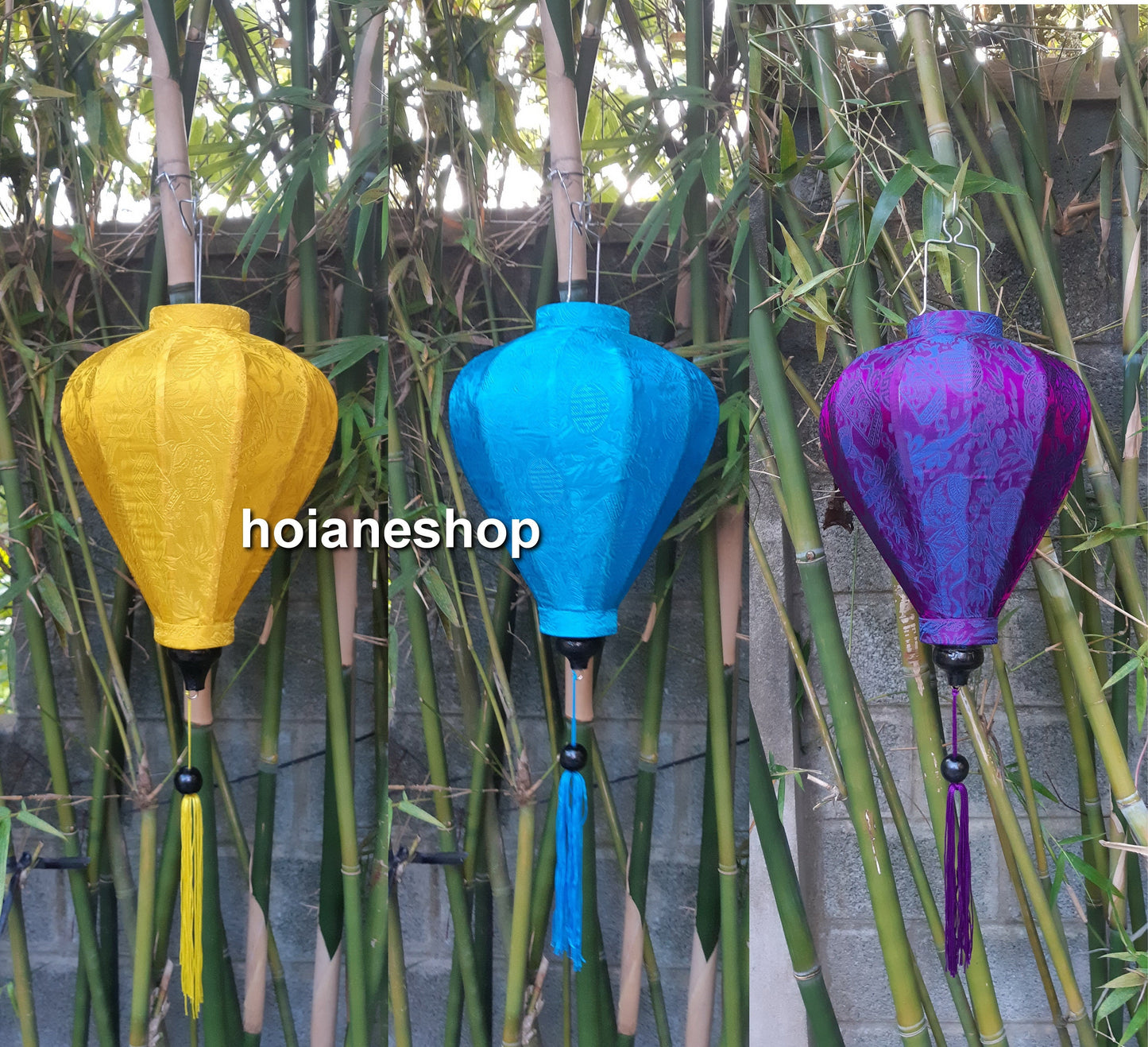 Set 3 pcs Vietnam hoi an silk lanterns 35cm for wedding decor Outside party garden decor Restaurant decor Balcony decor Porch decor