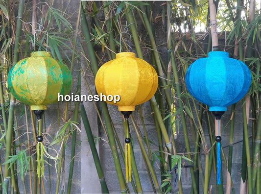 Set 3 pcs Vietnamese silk lanterns 35cm for wedding decoration -garden decor- wholesale silk lanterns for hotel decor, restaurant decor