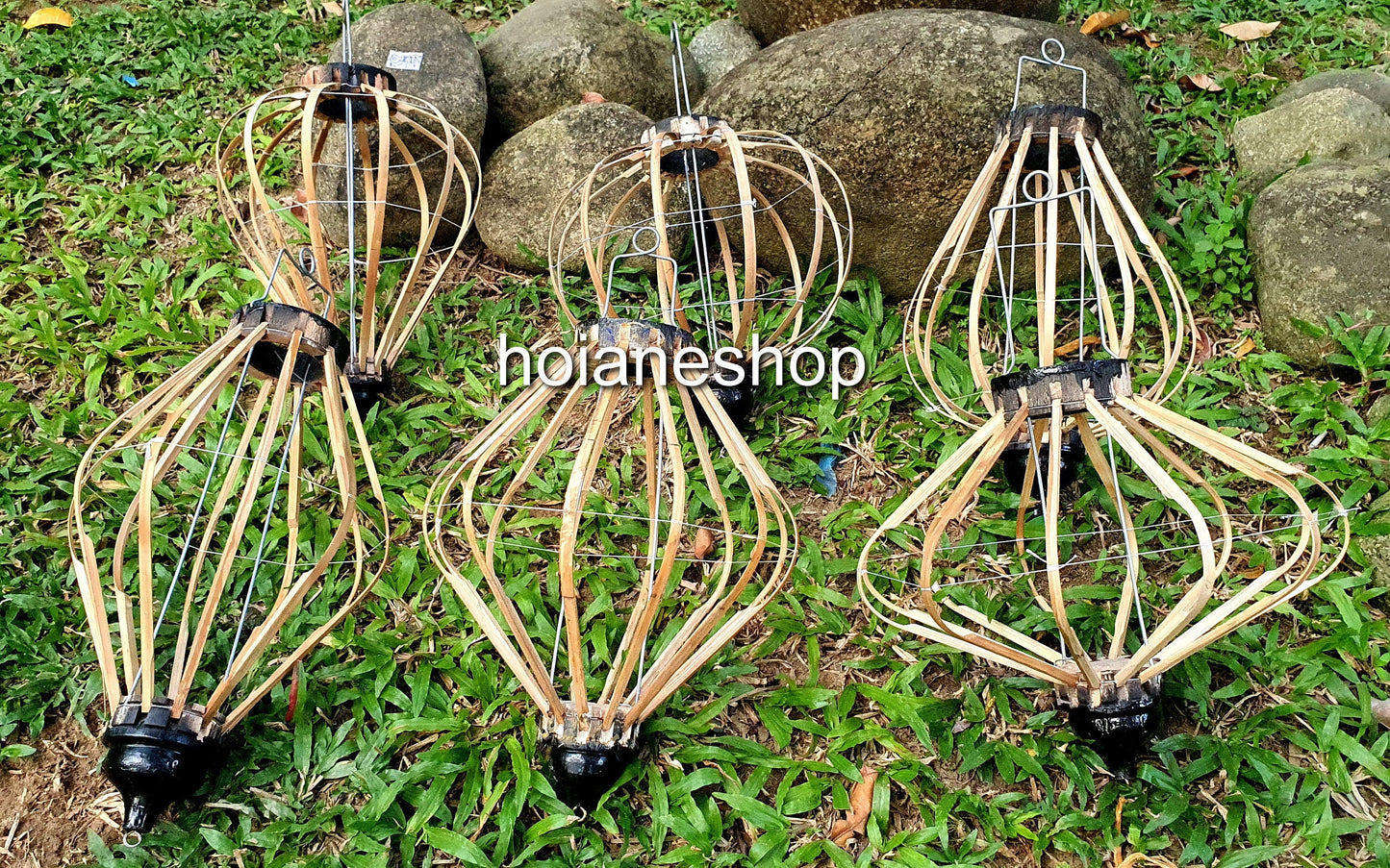 Set 4 pcs of 35cm bamboo frame for Vietnamese silk lanterns for ceiling decoration, garden decoration