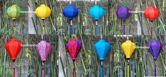 Set 16 pcs hoi an silk lanterns 35cm for garden decor - wedding lanterns with flowers, wedding lanterns in bulk- silk lanterns for wholesale