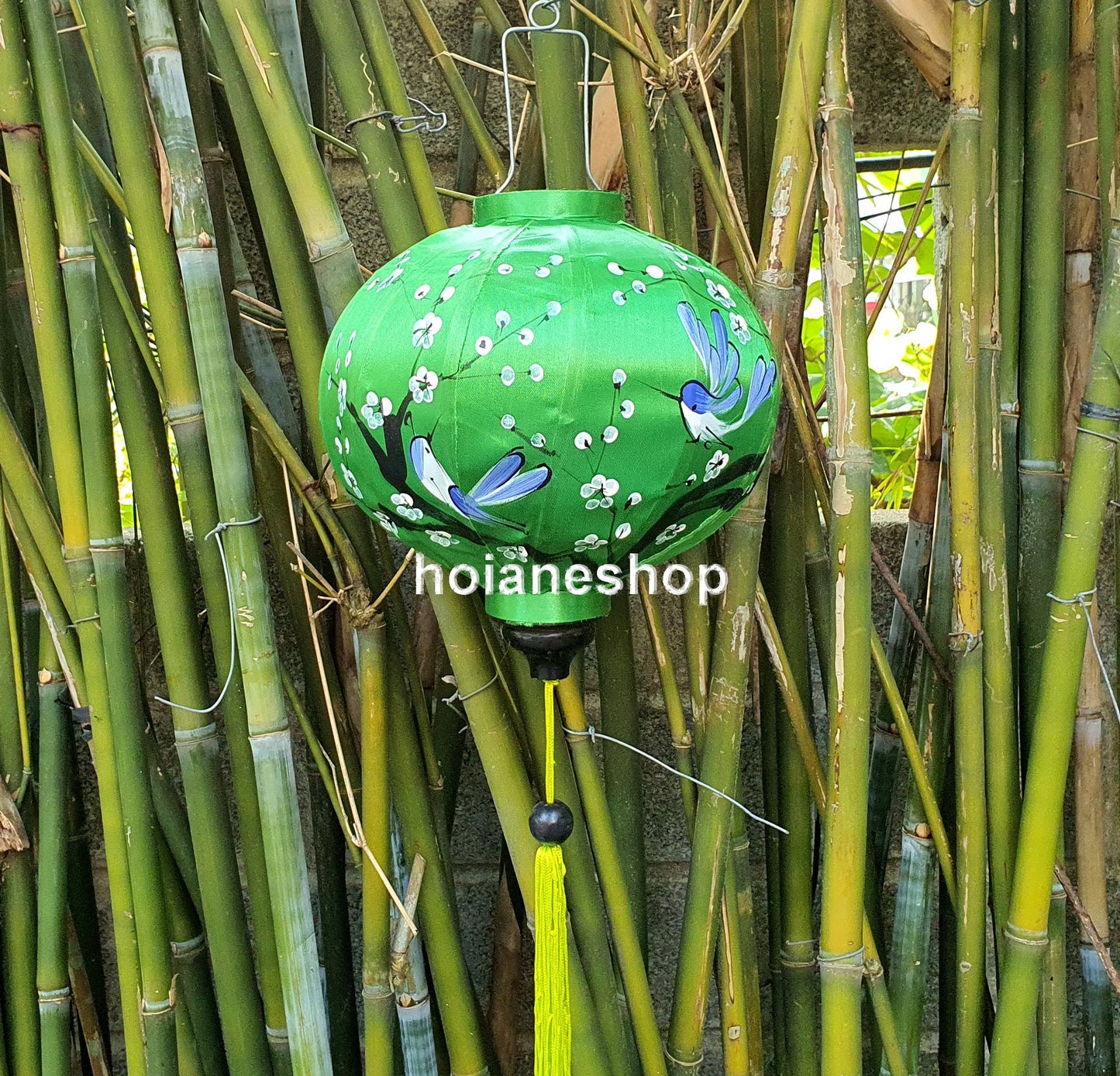 Set 2 pcs bamboo silk lanterns 35cm, hand painted lantern for cafe decor, wedding decor, party lantern decor, restaurant lantern decor